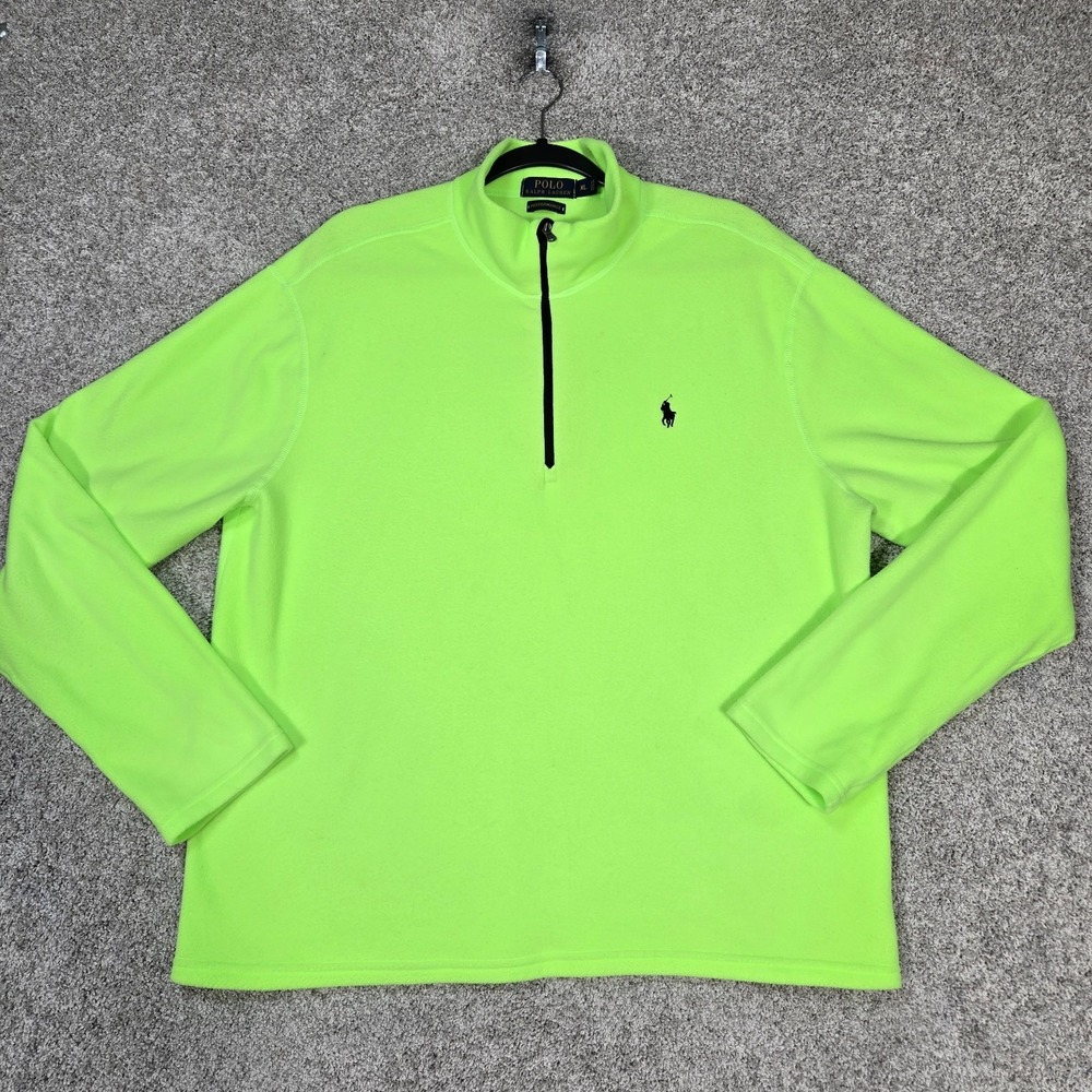 Polo Ralph Lauren Performance 1/4 Zip lightweight high visibility Mens XL Fleece